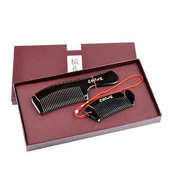 广东粤东包装厂家订做印刷牛角梳礼盒高端梳子木梳礼品盒 华荣