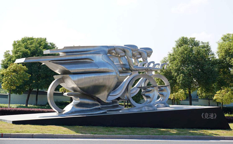 经典校园 竞速运动自行车景观不锈钢雕塑 室外创意景观摆件定制33