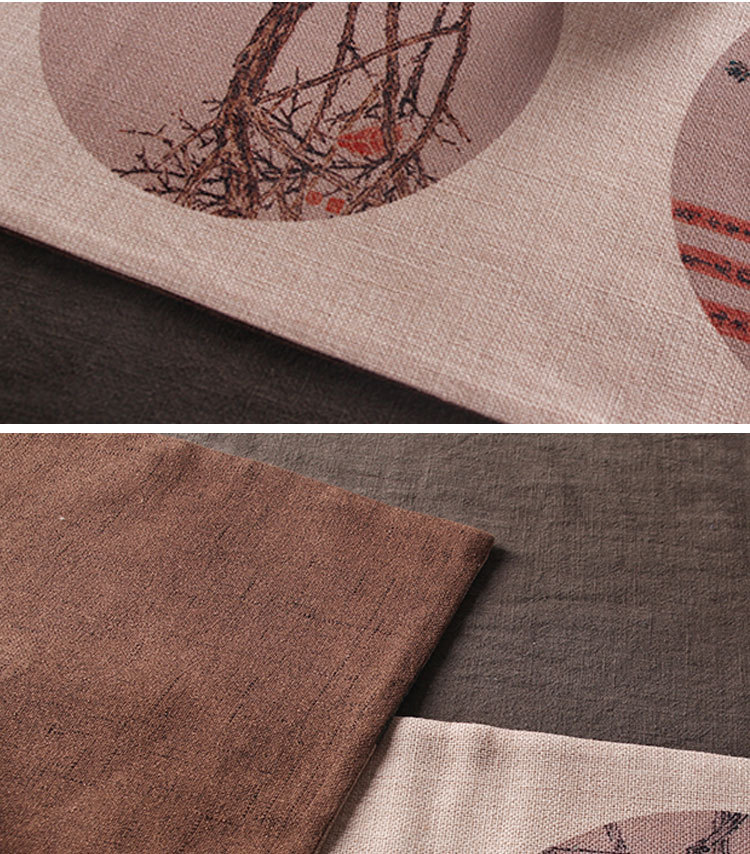 厂家手绘麻布禅意布艺茶席桌旗茶道零配中式茶杯垫干泡席长条茶布