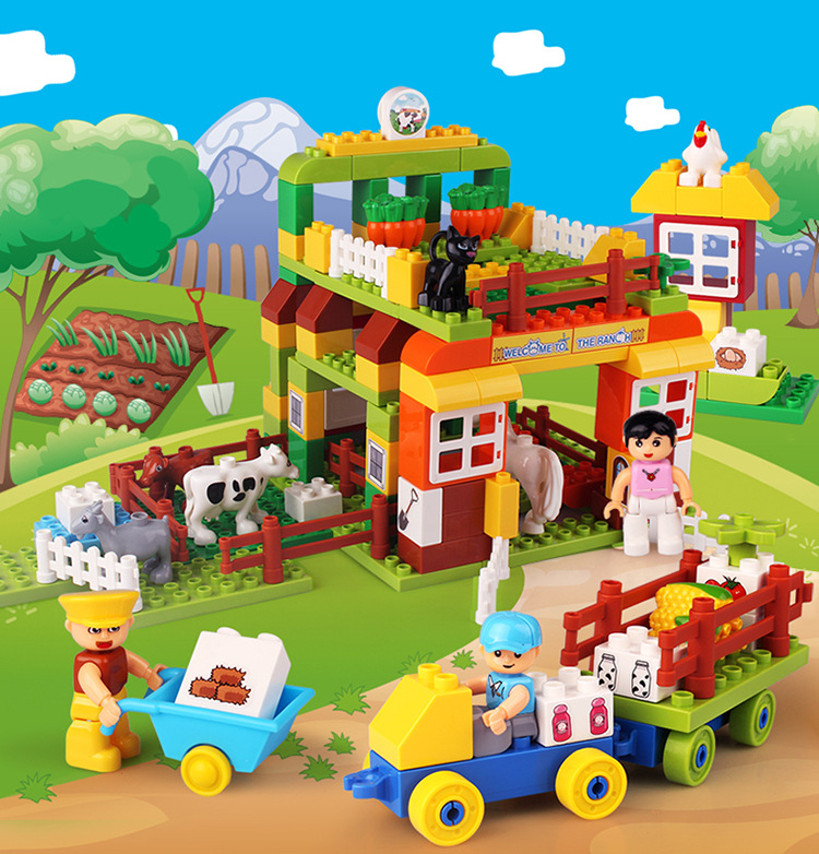 海鹏达小孩玩具 儿童拼装积木大颗粒场景农场厂家批发 diy玩具