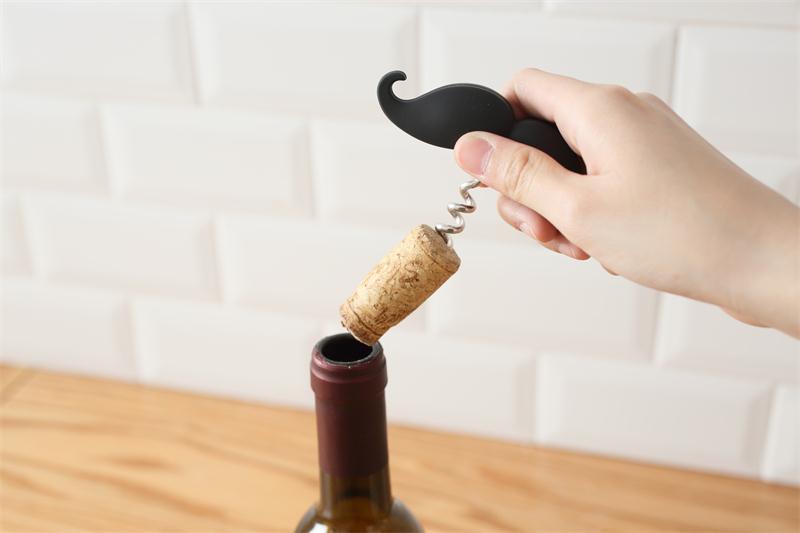 创意可爱造型红酒开瓶器 胡子硅胶把手不锈钢葡萄酒红酒启瓶器