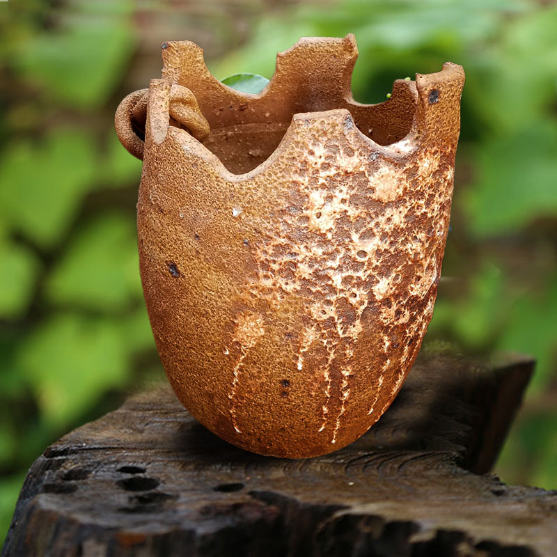 手工粗陶大陶罐坛子复古花器 插花花瓶景德镇陶瓷陶艺装饰摆件