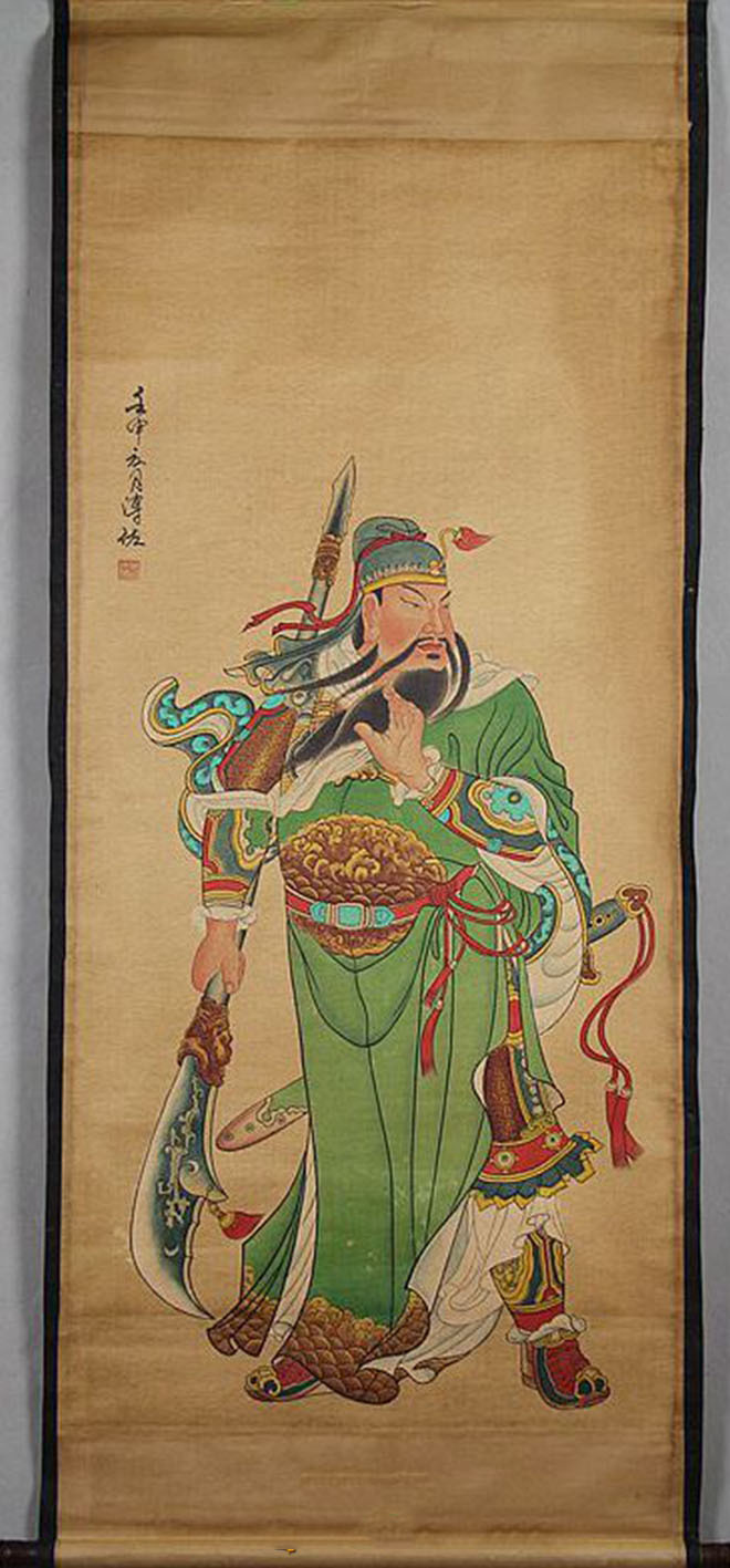 铁军-已装裱忠义关公大刀关公仿古字画中堂画办公室关公画像字画