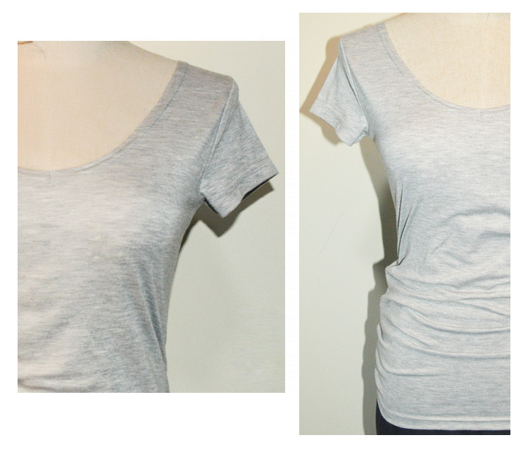 2018春夏女装打底衫u型领修身显瘦套头短袖t恤衫一件代发免费代理