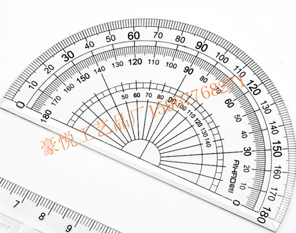 定制 三角尺 量角器 pvc软尺 可印图案 学生刻度尺 透明塑料套尺