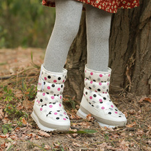 冬季防水防滑加厚加绒亲子雪地鞋保暖舒适平底中筒靴儿童女童棉靴