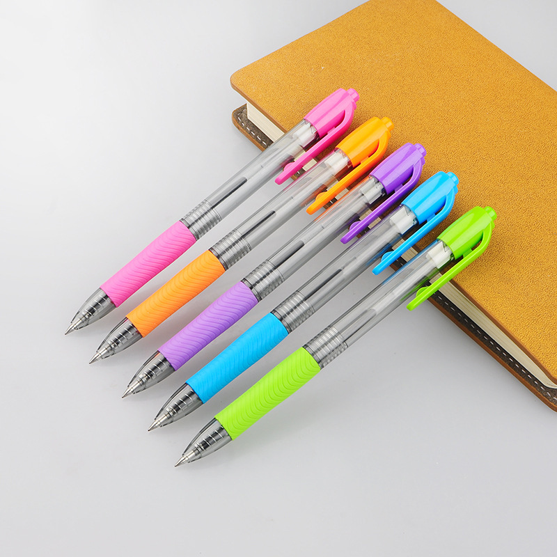 厂家直销 按动中性笔透明笔杆学生考试医药 用品广告定制logo批发