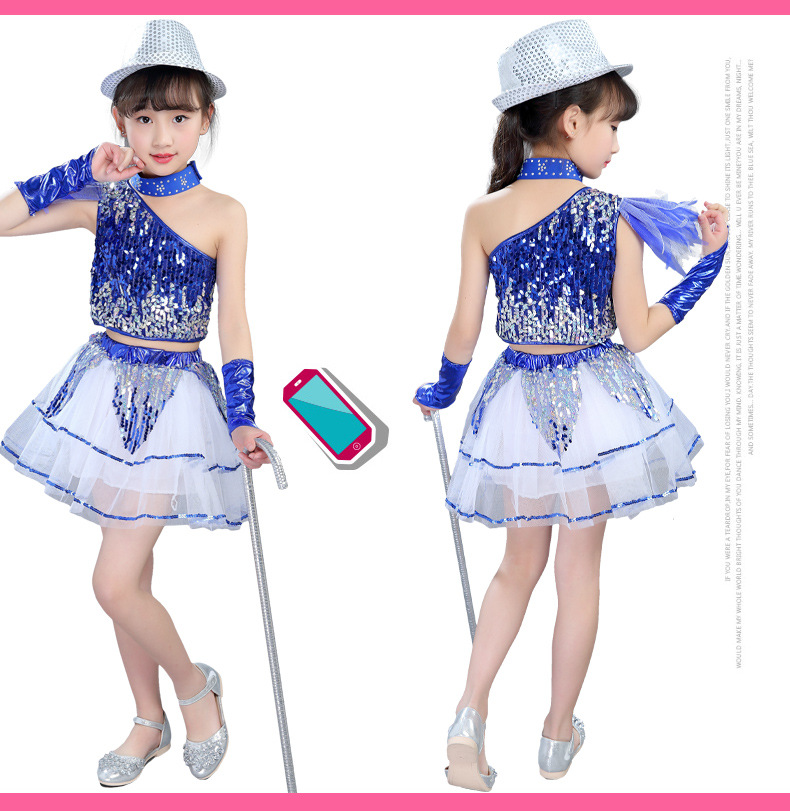Детский костюм Детский спектакль этап одежда девушки и мальчики детские блесток хип-хоп костюмы джаз школьник майки оптом