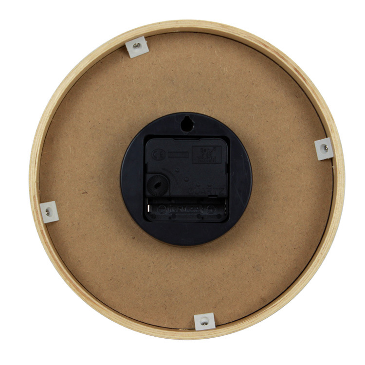 实木圆形扫秒静音卧室电子挂钟中国风简约酒店客房时钟精美礼品钟