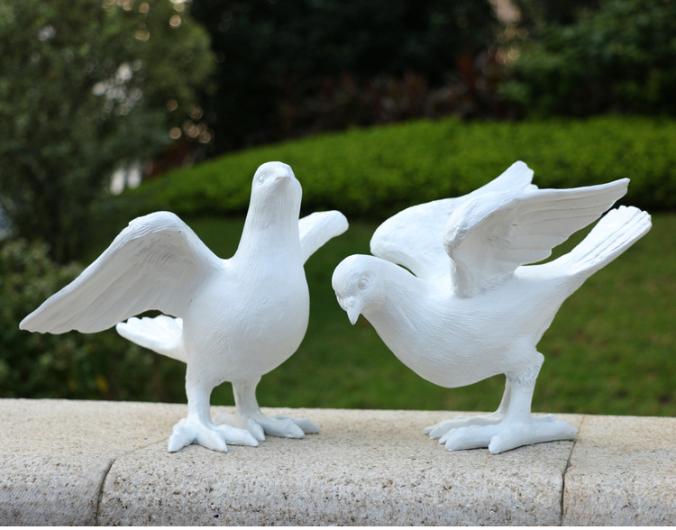 家居摆件白色鸽子树脂雕塑工艺品园林景观小品花园庭院商业美陈装