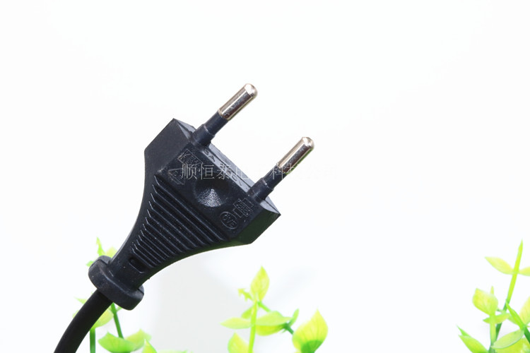 纯铜欧式电源线两圆插头线带插头两孔 8字尾2孔 欧标两圆插插头线