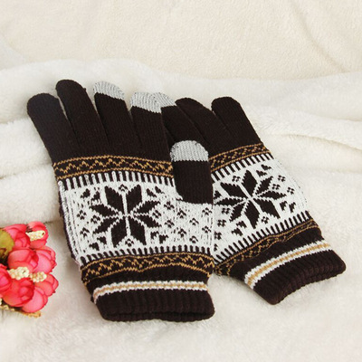 秋冬保暖提花手套针织几何图案手套厂家直销批发