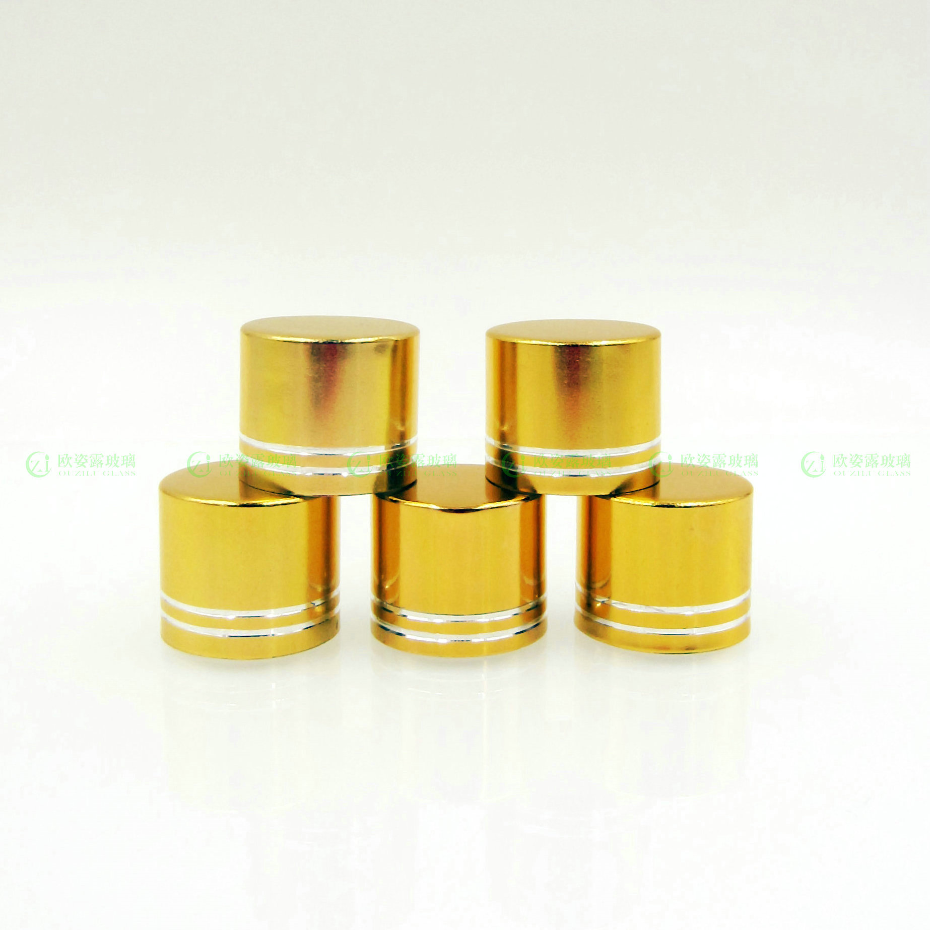 精油瓶盖 18牙亮金切线盖 玻璃瓶盖子 电化铝盖 切线盖 金色盖