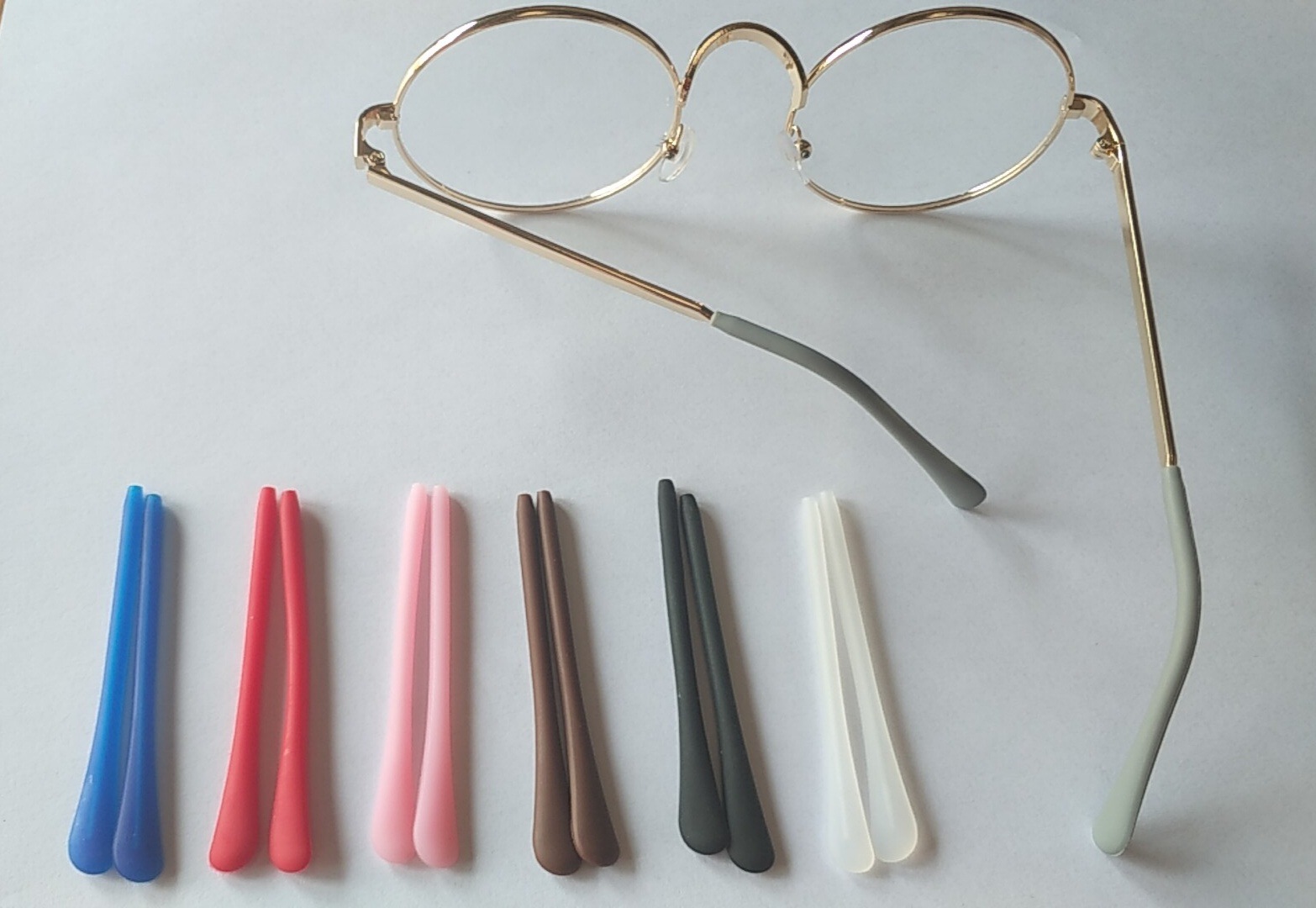 单头圆孔脚套防滑硅胶镜腿套眼镜配件太阳镜圆针金属眼镜腿套现货