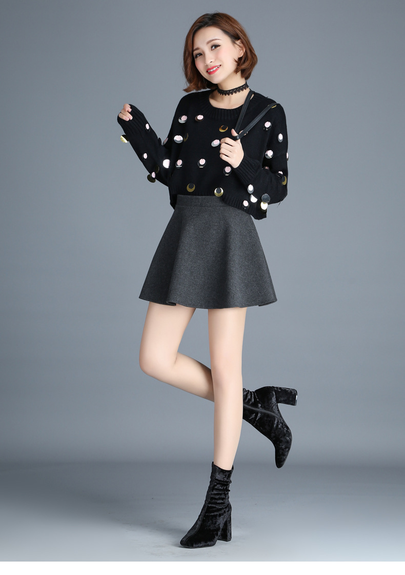 高腰毛呢半身裙加厚秋冬季短款a字裙大码蓬蓬伞裙冬短裤裙子