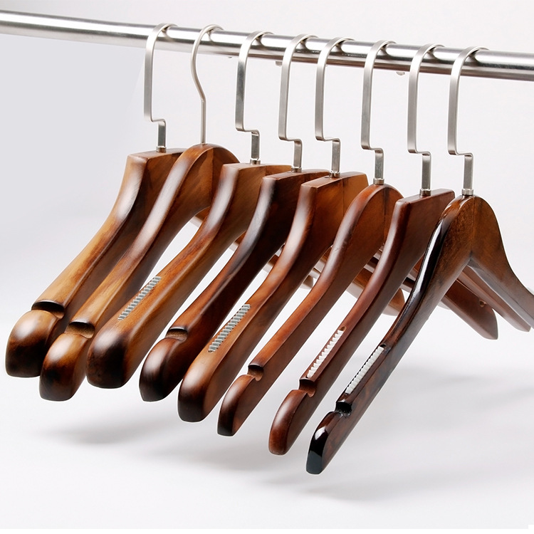 High-Grade Solid Wood Vintage Hanger Hotel Clothing Store Hanger Men Women Children Wooden Wide Shoulder Hanger Adult Pant Rack