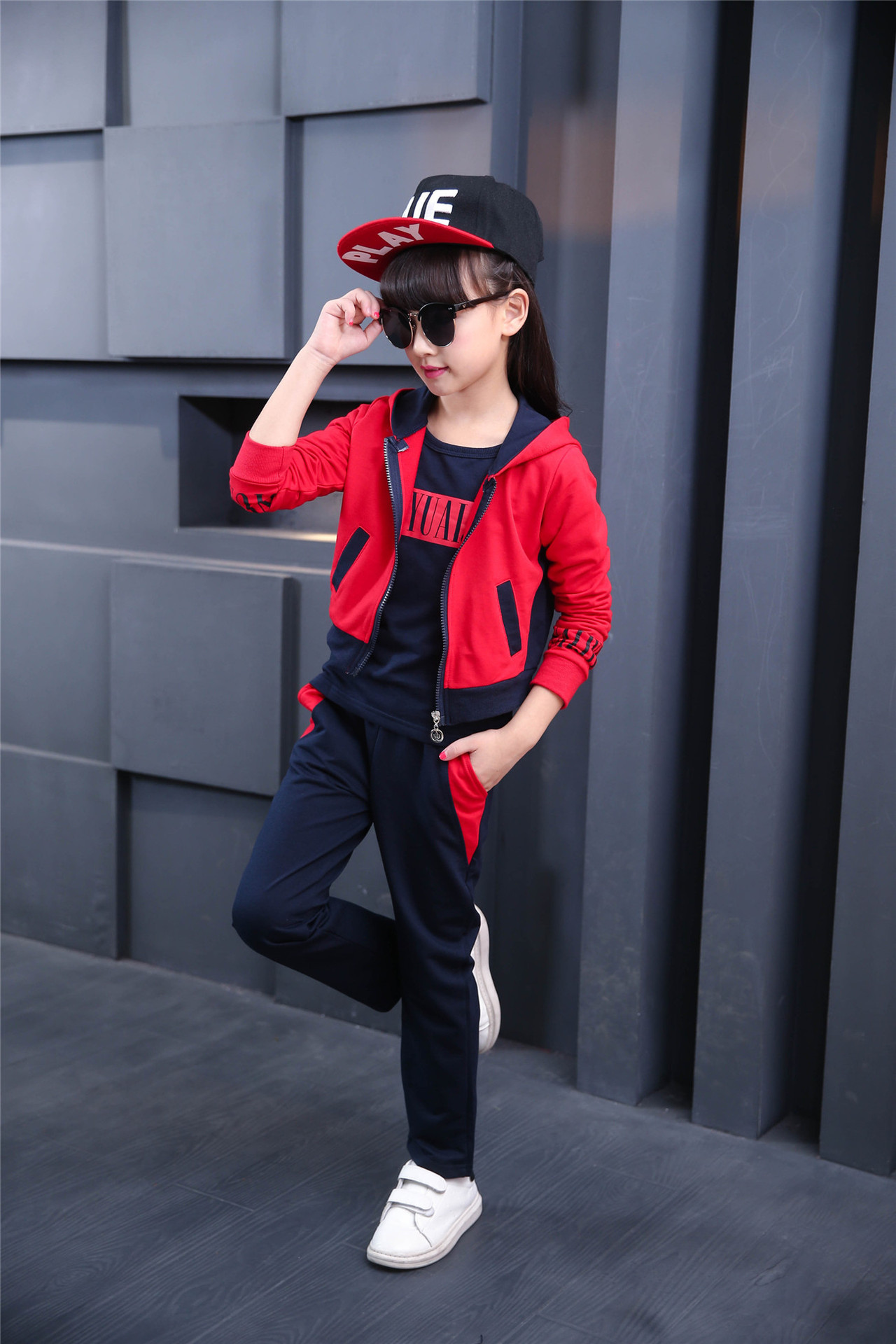 童装女童运动服套装2017小学生春秋装新品儿童休闲三件套中大童潮