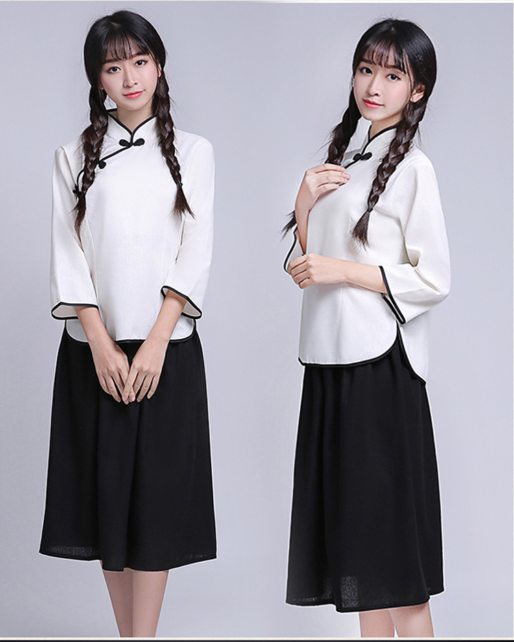 民族风五四青年毕业季服装复古舞台文艺半身套裙民国时期女学生装