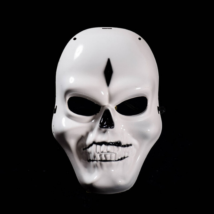 万圣节化妆舞会面具骷髅恐怖鬼脸面具整人额头黑竖条白骷髅鬼面具