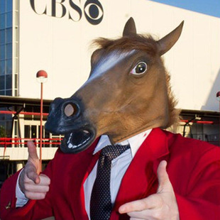 跨境专供亚马逊热卖万圣节cos马头面具马头人头套江南style犬马君