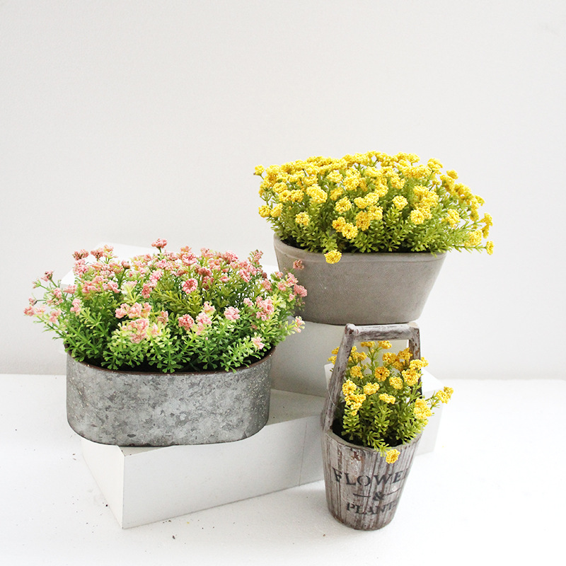 泡沫花盆景铁艺盆栽摆件 盆栽植物室内假花 花卉盆栽花木盆景