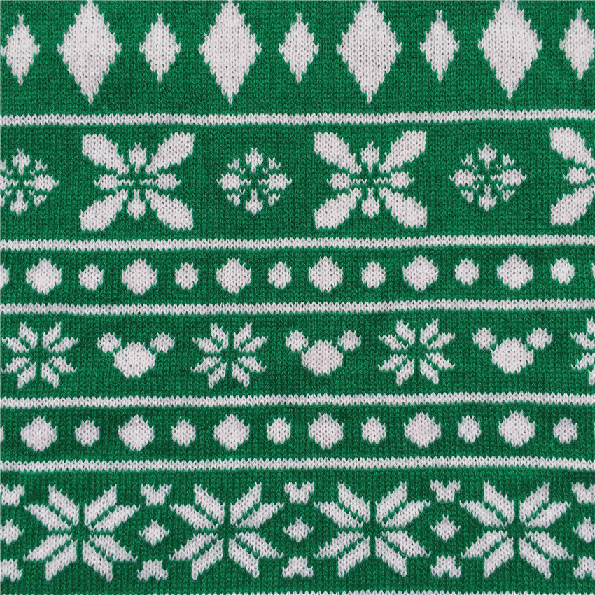 厂家直销针织毛线提花面料 圣诞帽子睛纶雪花毛线布 提花圣诞面料