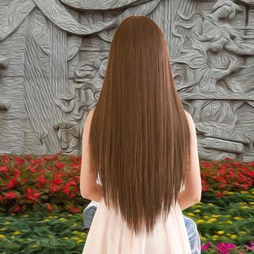 假发女长直发 自然仿真齐刘海长发全头套整顶假发套时尚女生批发