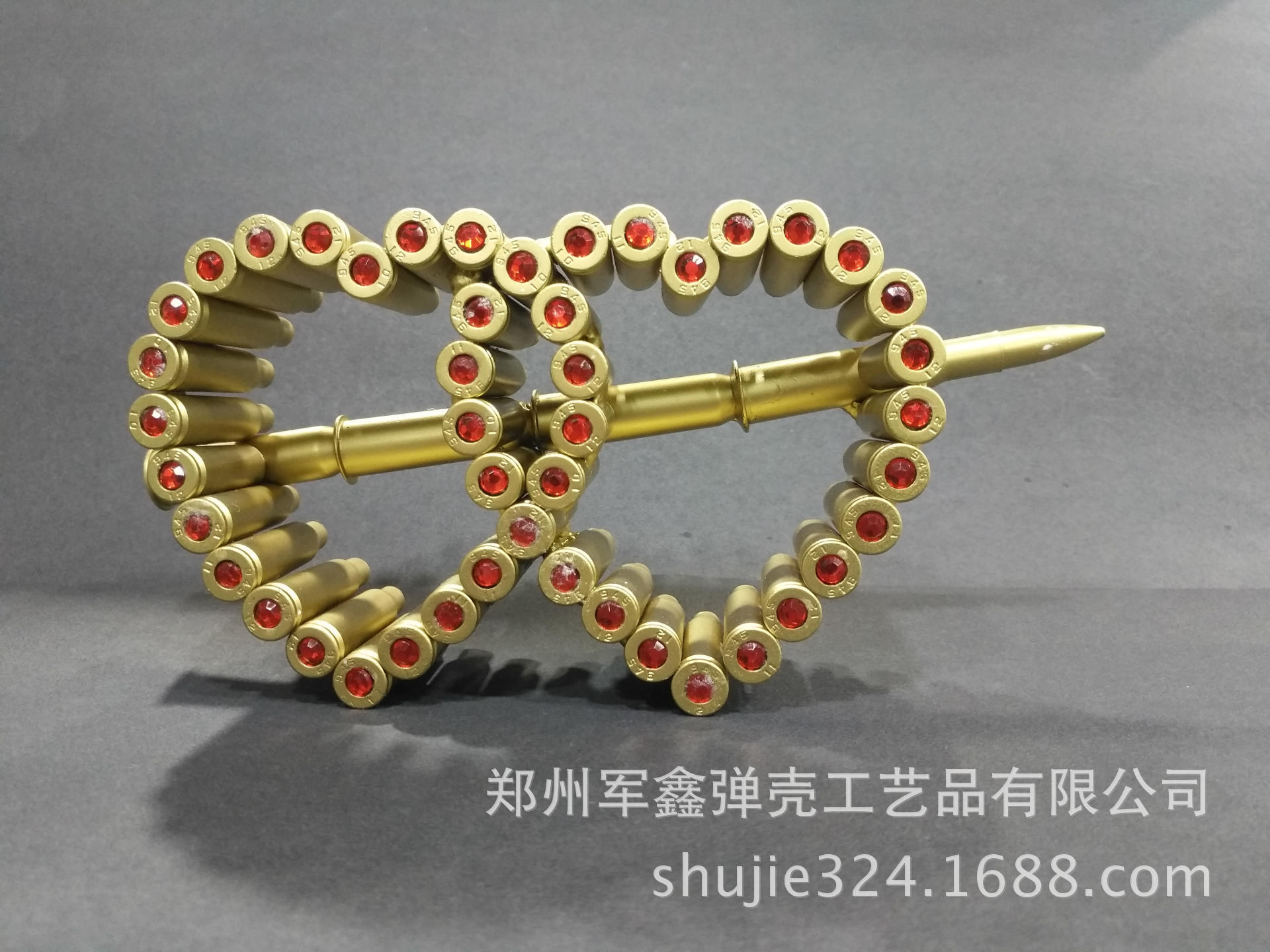 弹壳工艺品 小双心箭 情侣礼品 军旅礼品纪念品 金属工艺品
