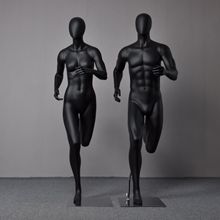 运动模特道具 男女士肌肉哑光黑玻璃钢跑步运动模特道具 运动模特