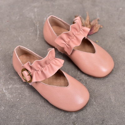 童鞋2018春季新款儿童真皮单鞋女童时尚花边皮鞋韩版公主鞋