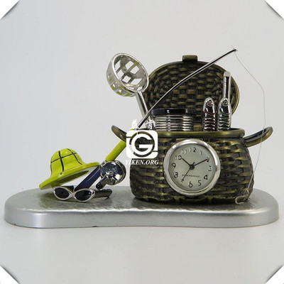 复古钓鱼工具定制创意时钟