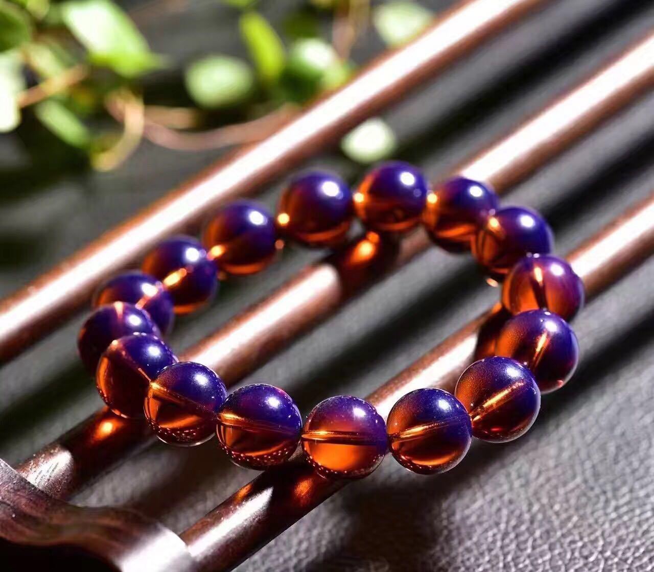 多米尼加紫罗兰蓝珀手串 男女款单圈佛珠蜜蜡琥珀批发送证书