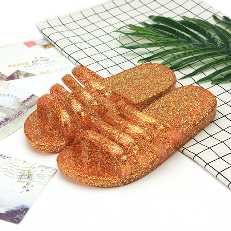 New Crystal Slippers Summer Women's Outdoor Wear Fashion Jelly Glitter Slippers Bathroom Non-Slip Hotel Sandals