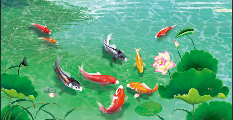 定做水族箱背景画 家和万事造景纸装饰背景壁纸风景画鱼缸背景图