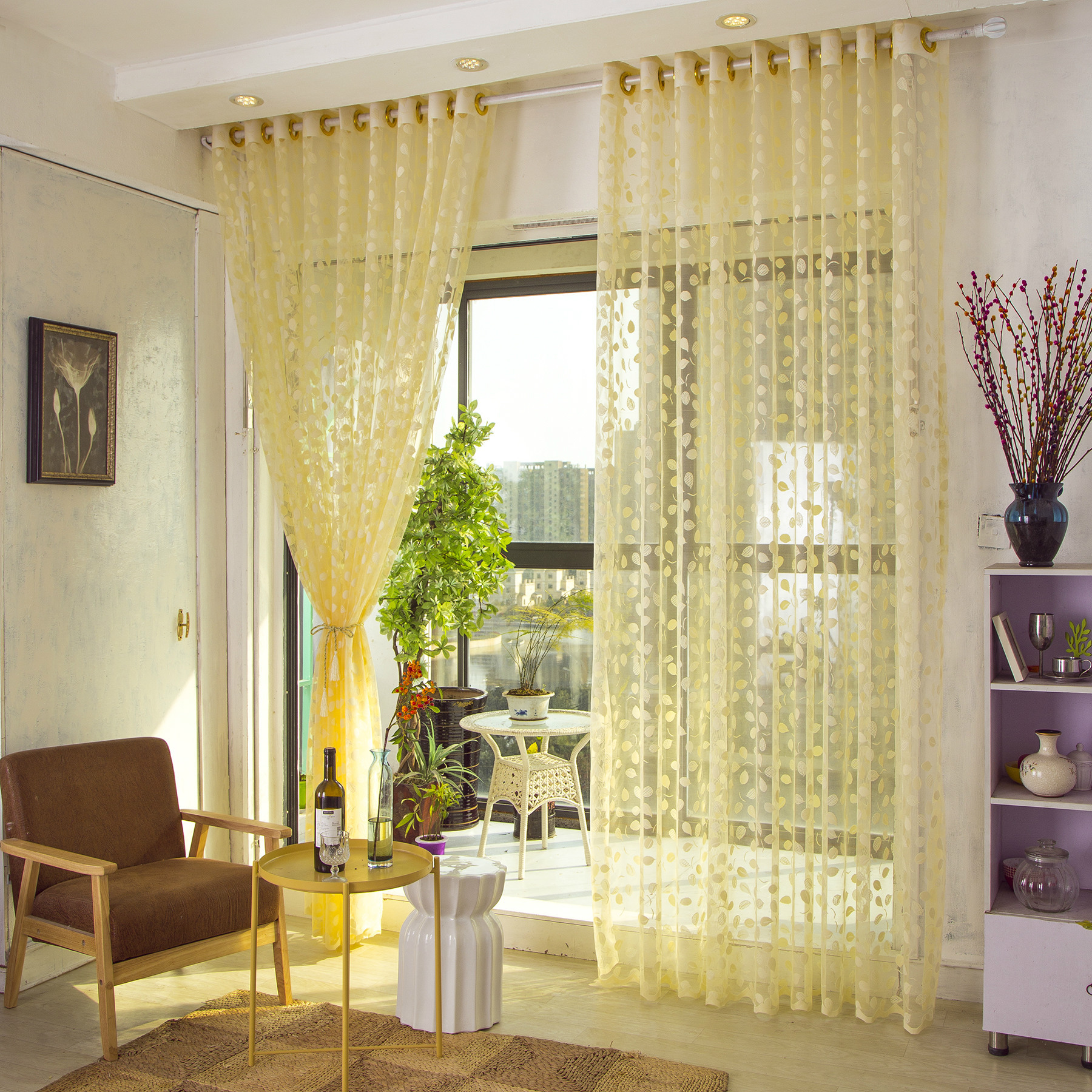 窗帘面料成品布艺批发田园提花窗纱高档印花阳台卧室客厅窗帘布料