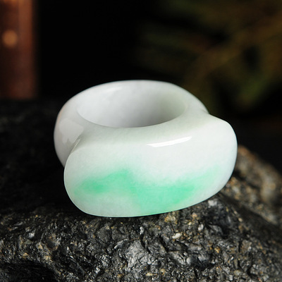 缅甸玉a货阳绿马鞍戒指 男款天然翡翠玉指环27#戒子扳指配送证书