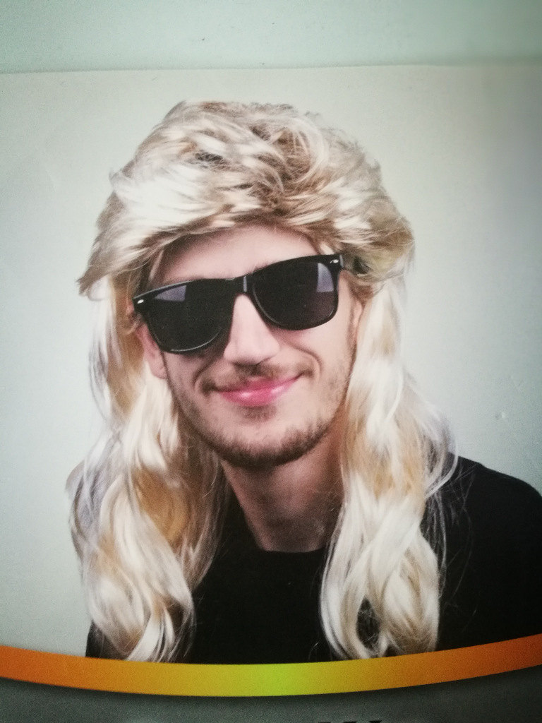 供应外贸假发 欧美男士金色大背头中长卷发 热销速卖通头套批发