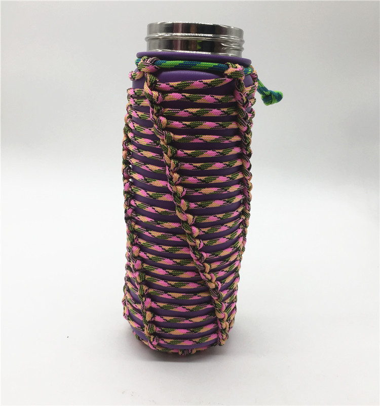 厂家直销新款时尚水杯伞绳杯套 户外运动可拆编织保温杯网袋杯绳
