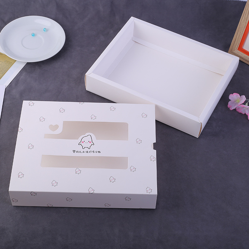 Cross-Border Printable Color Gift Box Cute Packaging Box Paper Box 400G White Card Material Solid Wear-Resistant