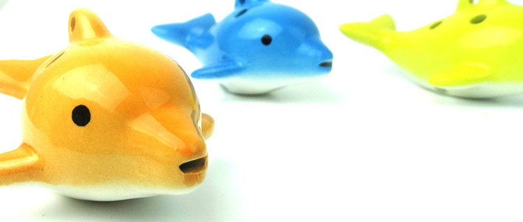 六孔海豚陶笛 笛子6孔陶笛 ac调卡通陶瓷乐器 动物ting复古陶笛