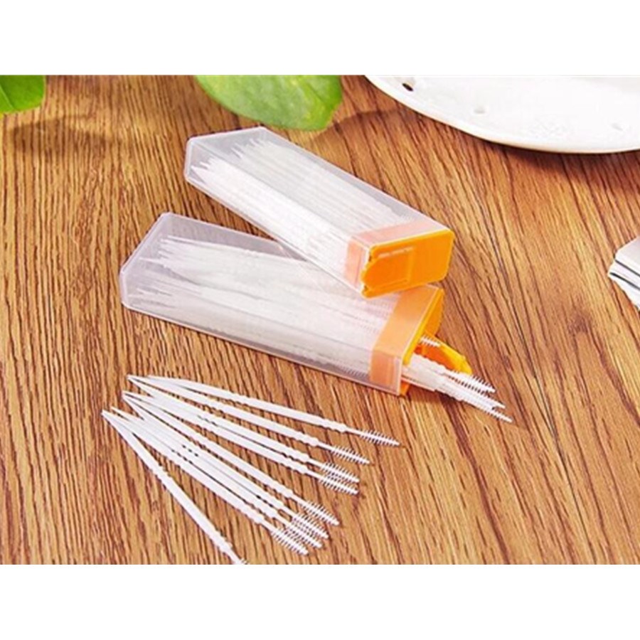 韩版时尚便携式塑料清洁牙签50支装淘货源盒装环保无异味牙线外贸