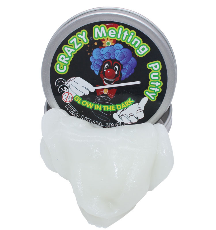 厂家热销 50克铁盒装 夜光弹力泥 发光跳跳泥 kinetic putty硅泥