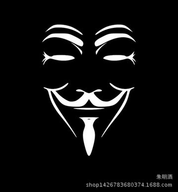 欧美热销weareanonymous车贴黑客组织匿名者面具诡异笑脸车贴