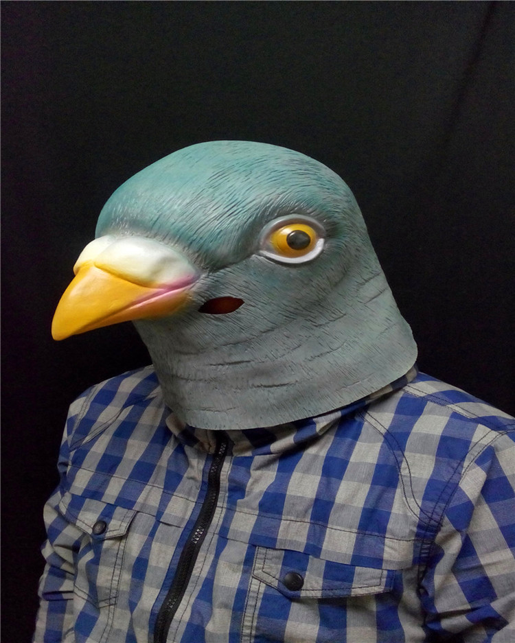 正版乳胶鸽子和平白鸽面具 动物头套 派对酒吧cos模特演出整蛊