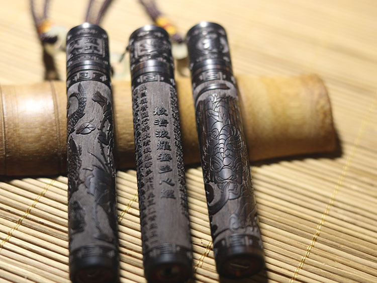 复古黑檀木款火折子雕刻木质打火机防风usb充电吹一吹木质工艺品