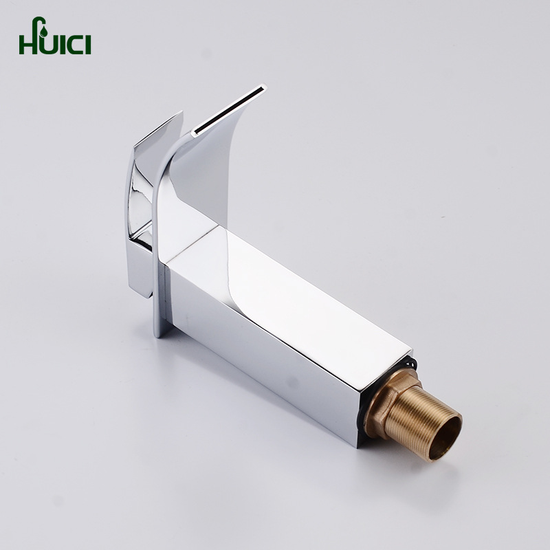 辉瓷 单把单孔 瀑布低扁嘴水龙头 台上盆面盆 冷热宽嘴龙头