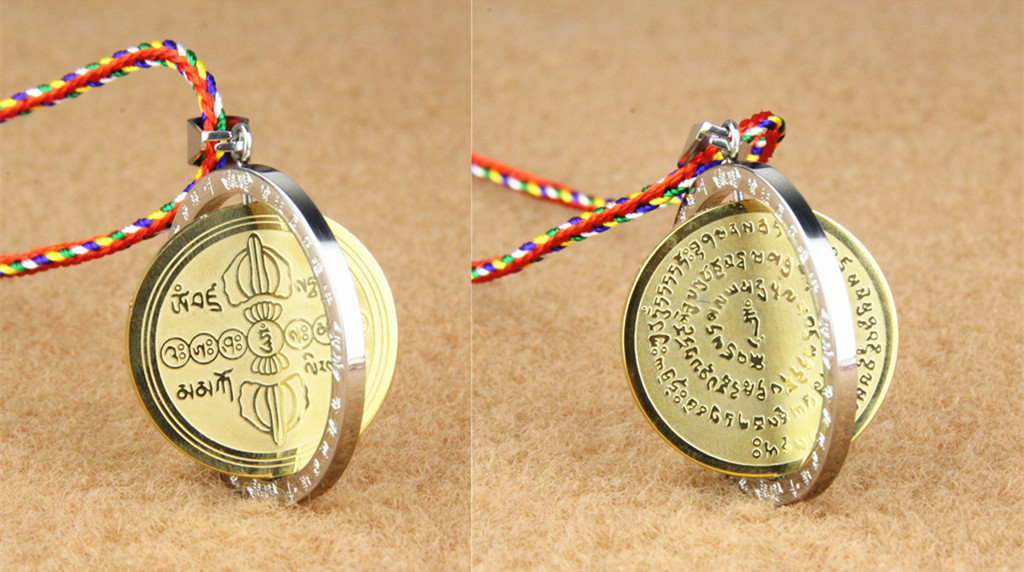 钛钢金刚萨埵百字明心咒吊坠开光护身符金刚杵咒男女挂件转运平安