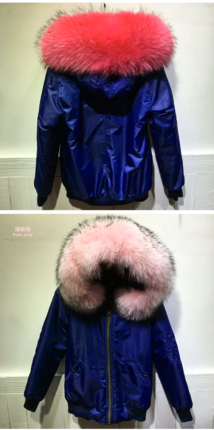 mrmrsfurs冬韩版新品宝蓝色机车飞行服夹克短款女士加厚保暖棉服