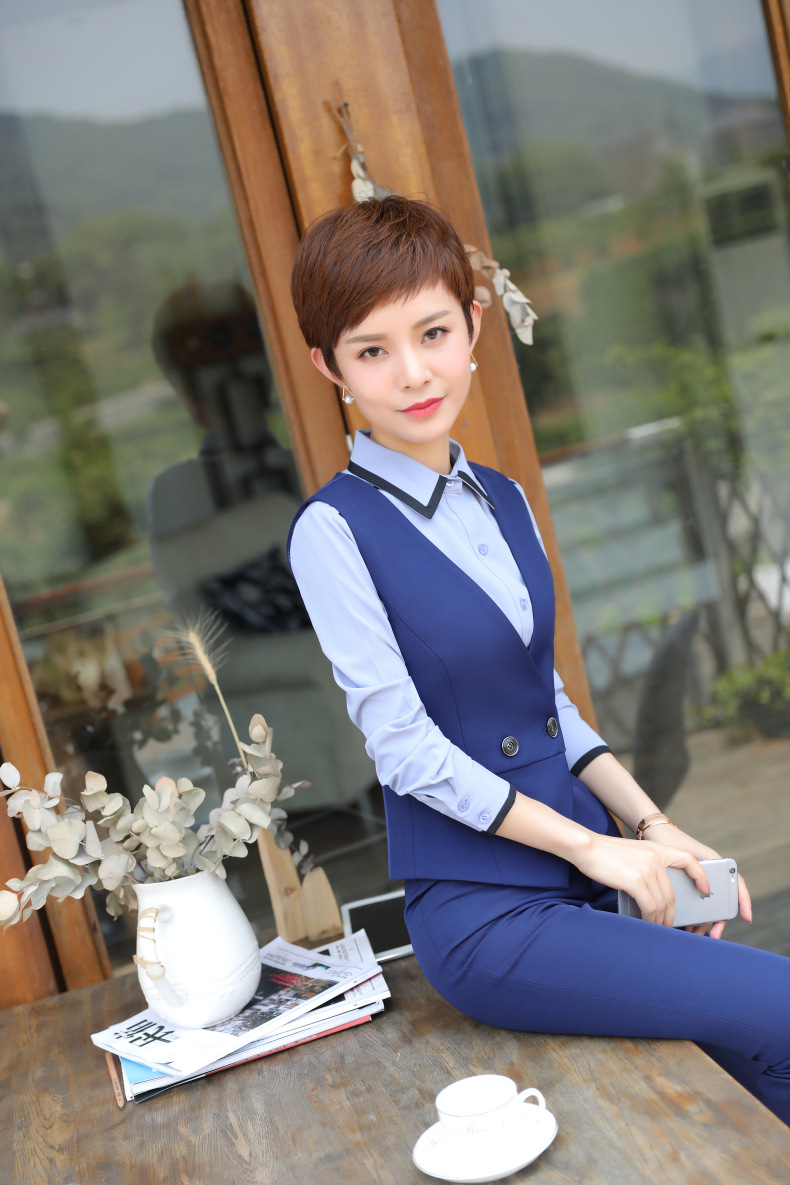 春秋新款职业装女马甲套裤ol商务面试气质空姐制服工作服显瘦正装