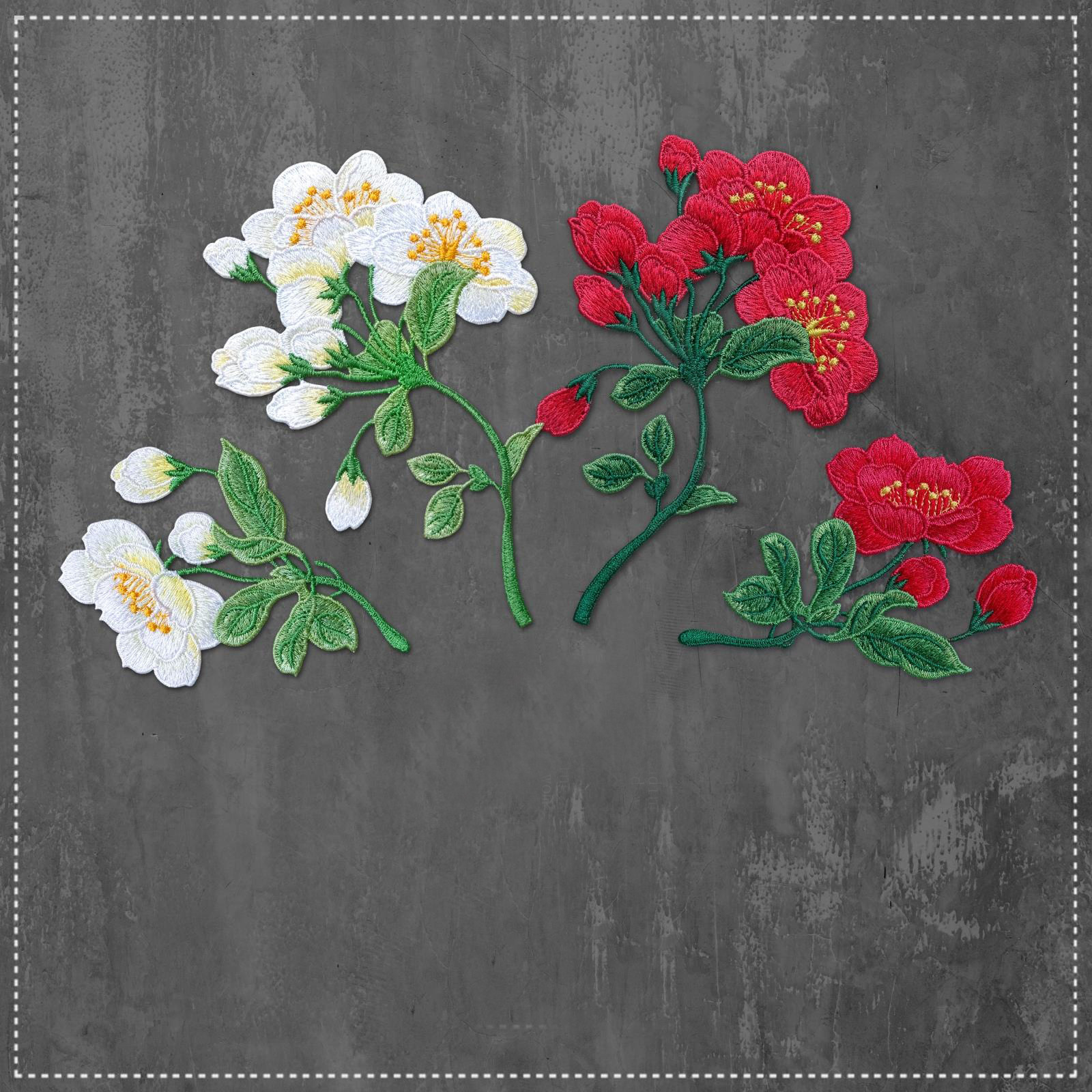 玉茗花 电脑刺绣山茶花水溶刺绣布贴大号diy装饰贴片花补丁贴j3-7